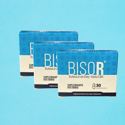 BisoR - Bicarbonato Sódico y Vitamina D en cápsulas - Pack x3