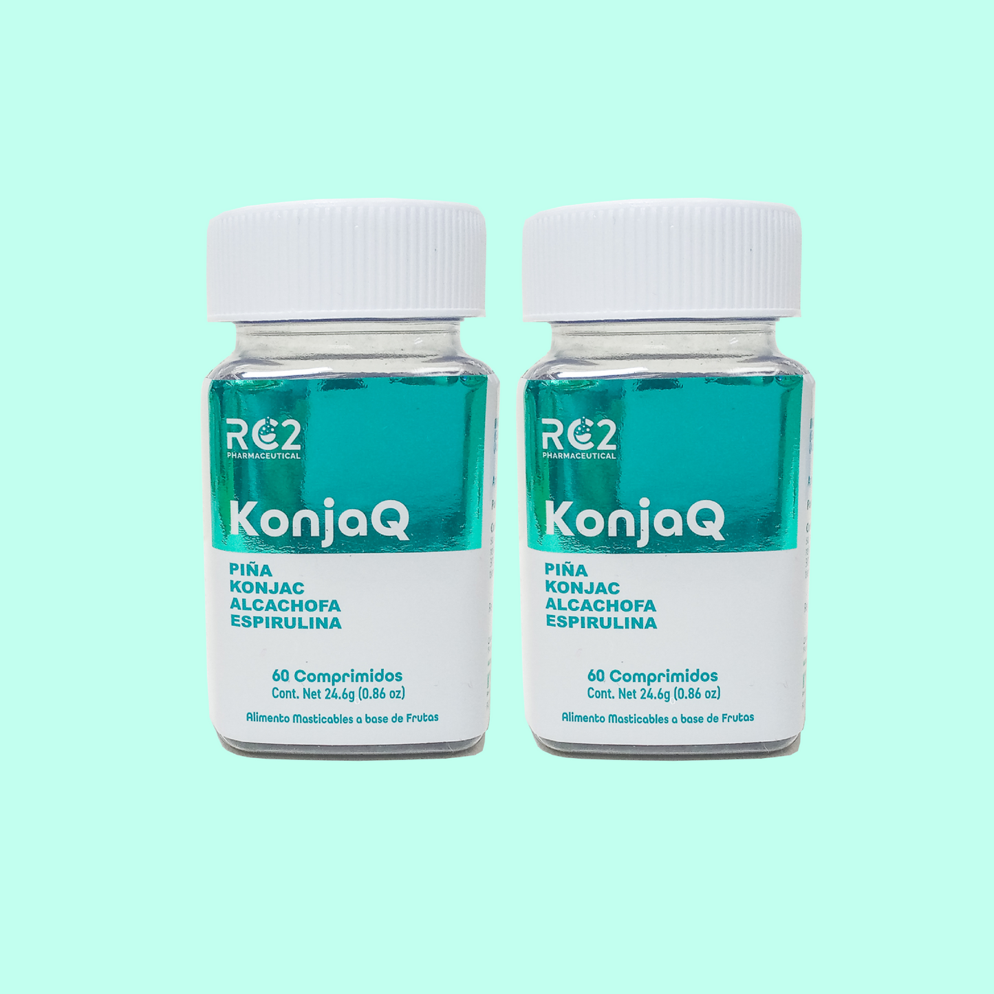 KonjaQ - Piña, Konjac, Espiriluina, Alcachofa - Plenitud y Saciedad - 2Pack