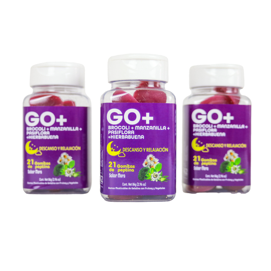 GO+ Gomitas Brócoli, Manzanilla, Pasiflora y Hierbabuena - 3Pack